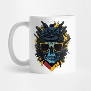 Skull with guns and sunglasses Mug